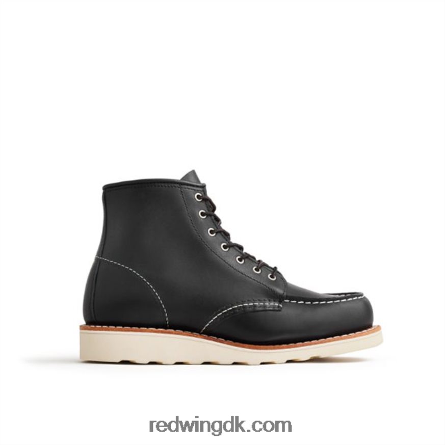 arv - stil 3428 6-tommer klassisk moc-kort støvle til kvinder i groft og sejt læder sort 4228HT188 Red Wing