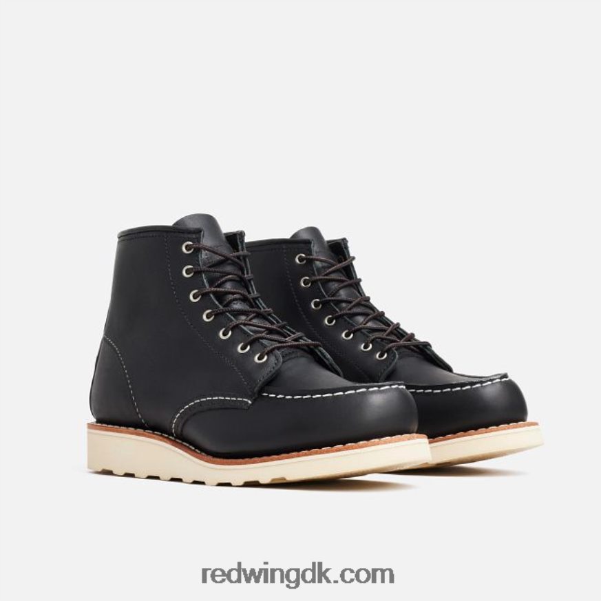 arv - stil 3428 6-tommer klassisk moc-kort støvle til kvinder i groft og sejt læder sort 4228HT188 Red Wing