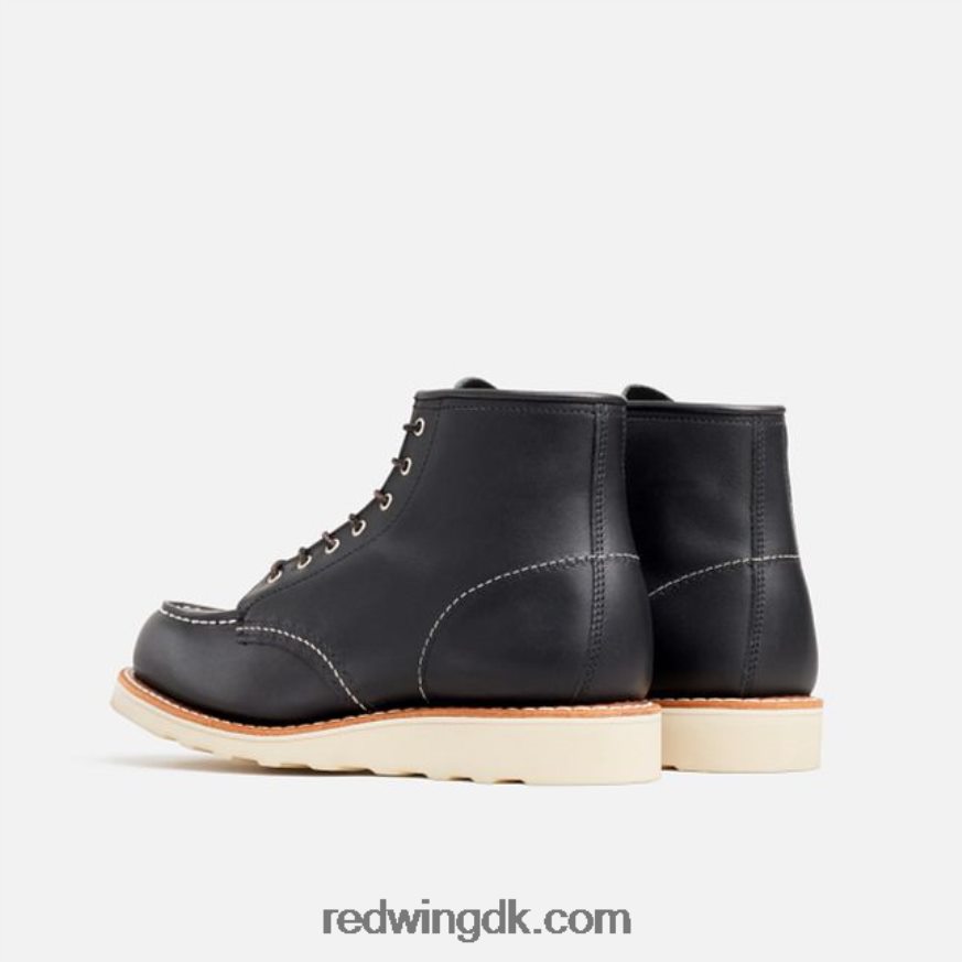 arv - stil 3428 6-tommer klassisk moc-kort støvle til kvinder i groft og sejt læder sort 4228HT188 Red Wing