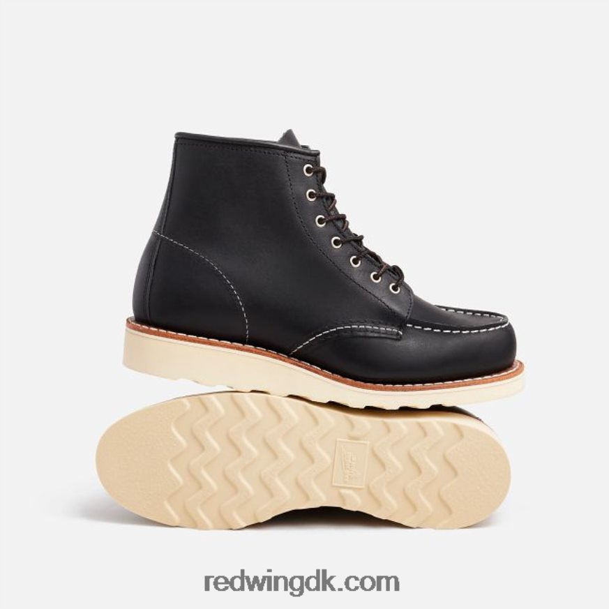 arv - stil 3428 6-tommer klassisk moc-kort støvle til kvinder i groft og sejt læder sort 4228HT188 Red Wing