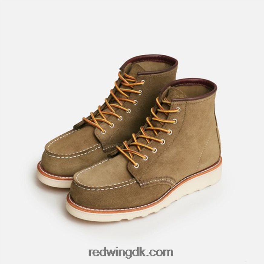 heritage - style 3417 6-tommer klassisk moc korte støvle til kvinder i bluff læder oliven 4228HT195 Red Wing