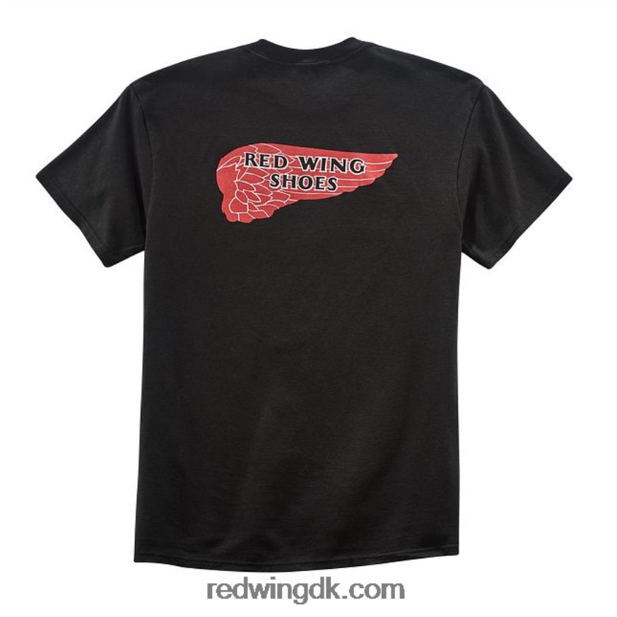 style 97406 ringer t-shirt med logo unisex t-shirt i bomuld sort 4228HT258 Red Wing